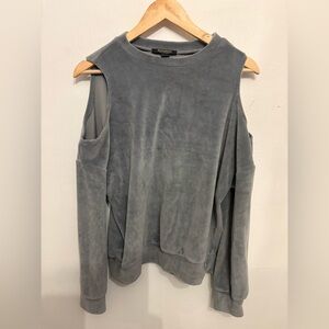 Revamped Slate Gray Cold Shoulder Sweatshirt
